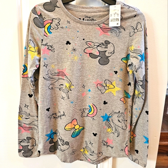 Disney Girls Minnie Mouse, Bows, Rainbows, and Unicorns Long Sleeve T shirt NEW - Picture 5 of 6